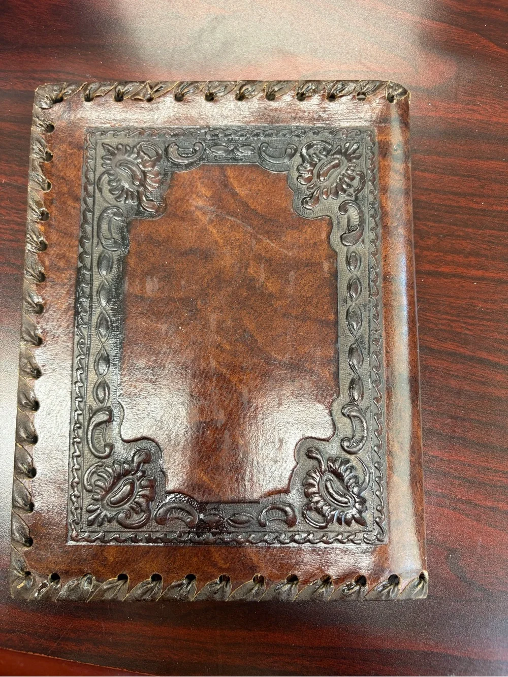 Venezia Embossed Brown Leather Journal with Gold Trim vintage